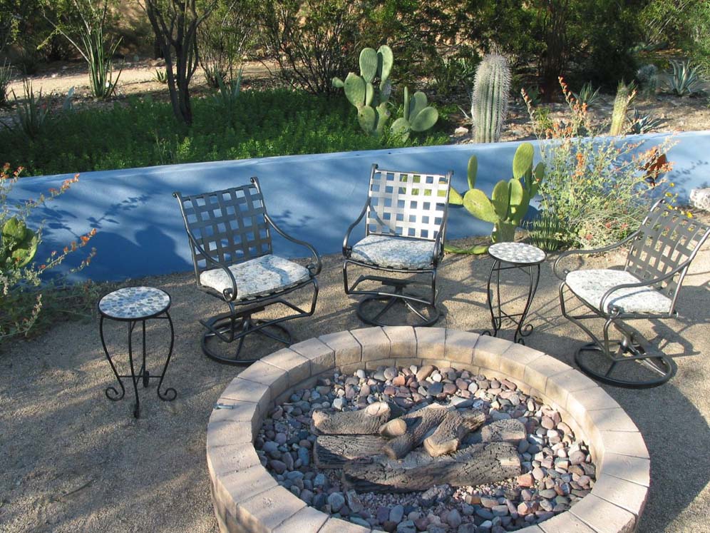 Fire Pit and Blue Wall